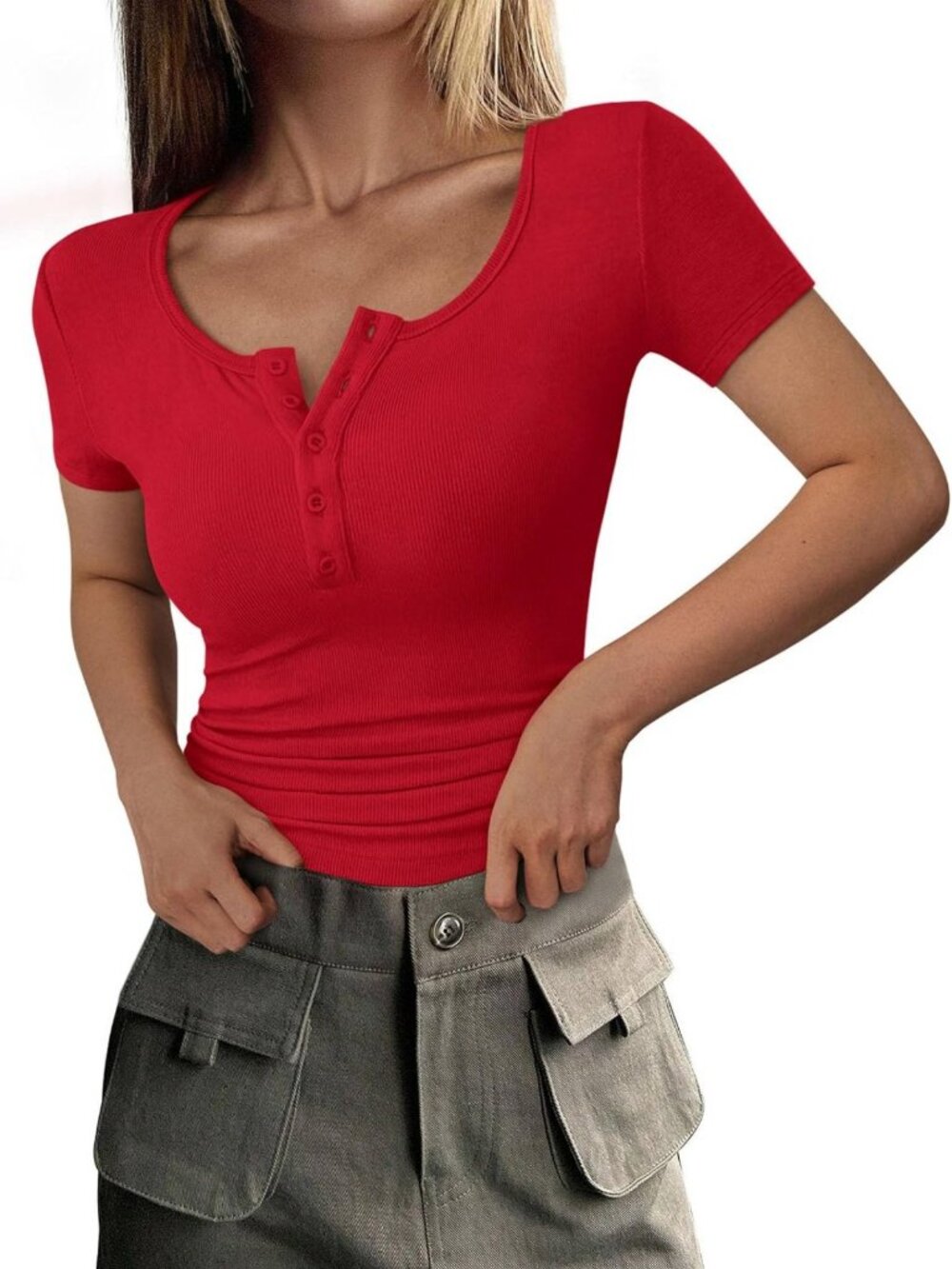 Chic Women's Summer Henley Tee - Lightweight, Casual, Perfect for Everyday Wear